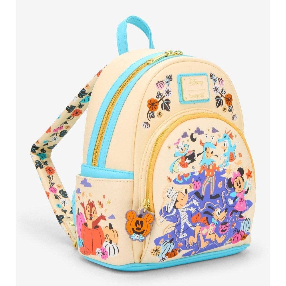 NEW Loungefly Disney Mickey and Friends Halloween Pumpkins Floral‎ Backpack